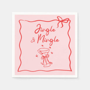 Jingle en Mingle Handgetekend Kerstfeest Servet