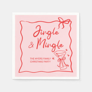 Jingle en Mingle Handgetekend Kerstfeest Servet