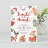 Jingle en Mingle Holiday Party Kerstman Kaart (Staand voorkant)