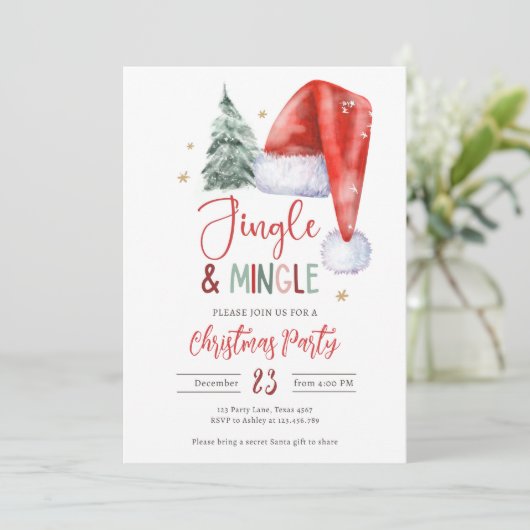 Jingle en Mingle Kerstfeest Kerstman Kaart (Staand voorkant)