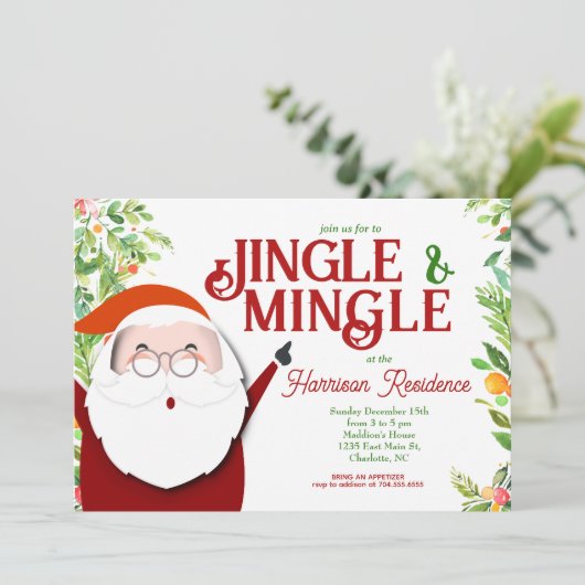 Jingle en Mingle Kerstfeest uitnodigen Kaart (Staand voorkant)