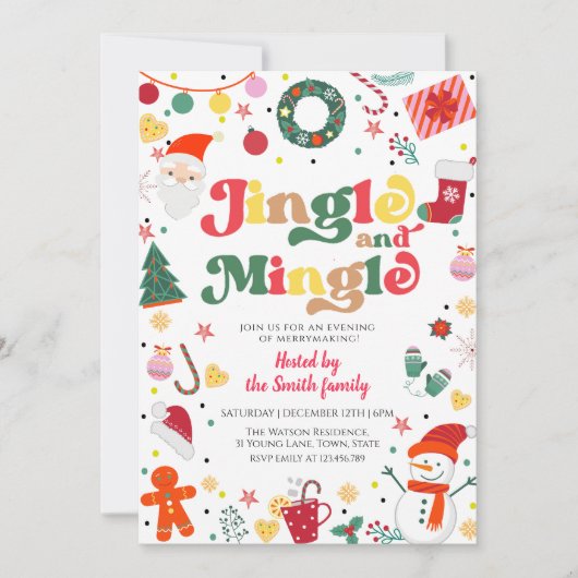 Jingle en Mingle kerstfeestje Kaart (Voorkant)