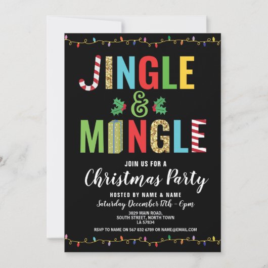 Jingle en Mingle kerstfeestjes Feestdagen uitnodig Kaart (Voorkant)