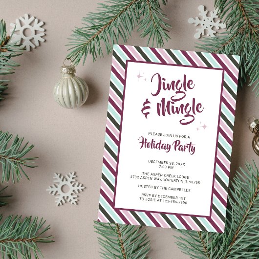 Jingle en Mingle Kerstmis Feest Stripes Kaart