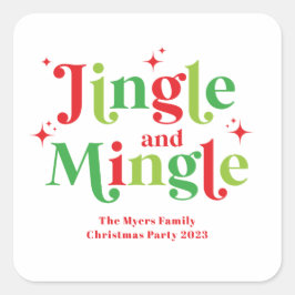 Jingle en Mingle Kerstparty Vierkante Sticker