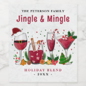 Jingle en Mingle Kerstparty Wijn Etiket (Enkel label)