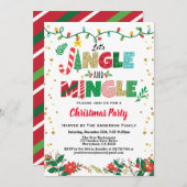 Jingle en Mingle Kerstparty, wit en goud Kaart (Voorkant / Achterkant)