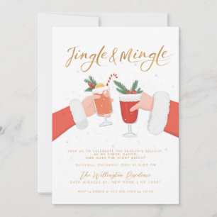 Jingle en Mingle Minimal Christmas Cocktail Party Kaart