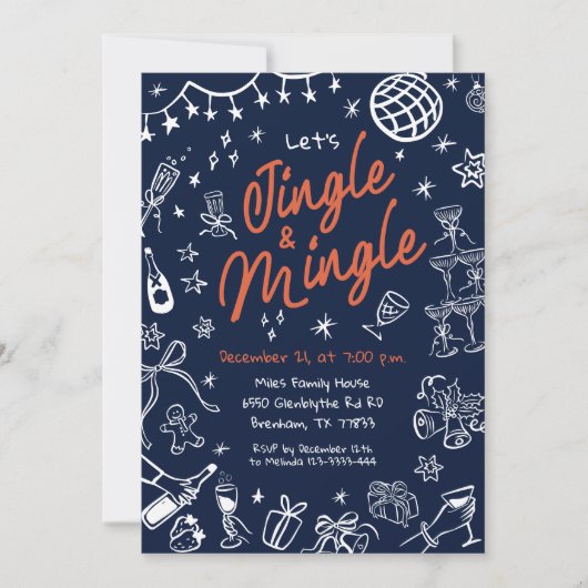 Jingle en Mingle Party Uitnodiging, Kerstmis Kaart (Voorkant)