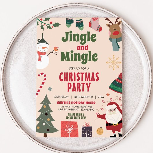 Jingle en Mingle Schattige kerstfeest Kaart