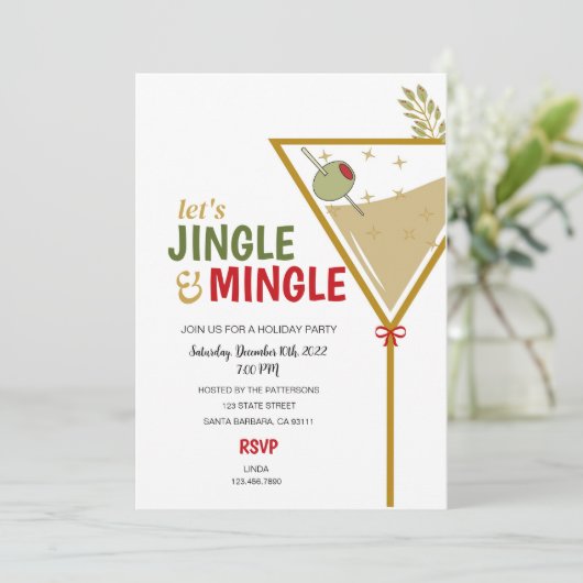 Jingle et Mingle Fête Invitation Moderne (Debout devant)