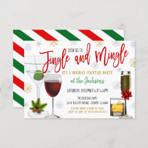 Jingle et Mingle Noël Cocktail Invitation
