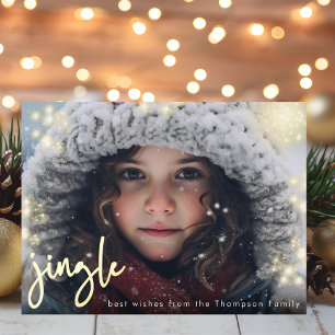 Jingle helemaal gouden letters aangepaste foto folie feestdagen briefkaart