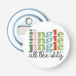 Jingle helemaal Retro Groovy Kerst Feestdagen Button Flesopener