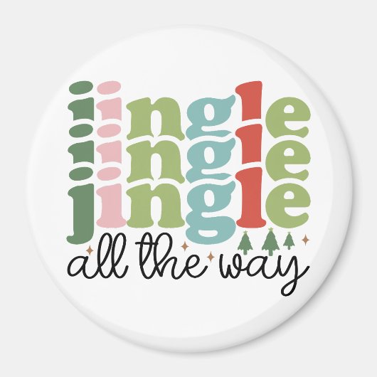 Jingle helemaal Retro Groovy Kerst Feestdagen Magneet (Voorkant)