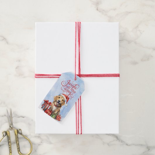 Jingle helemaal twee leuke Puppies Cadeaulabel (Met Touw)