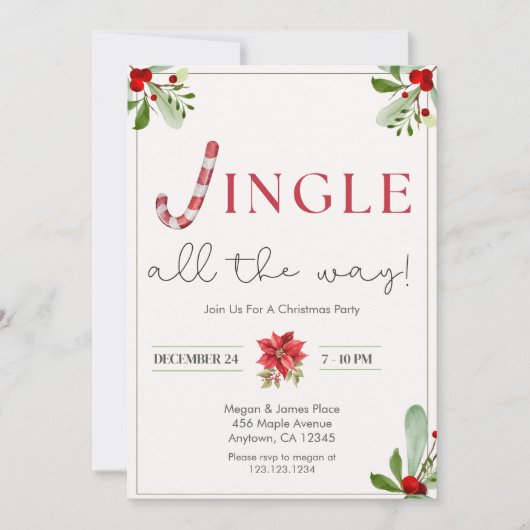 Jingle helemaal uit te nodigen | feestuitnodiging kaart (Voorkant)