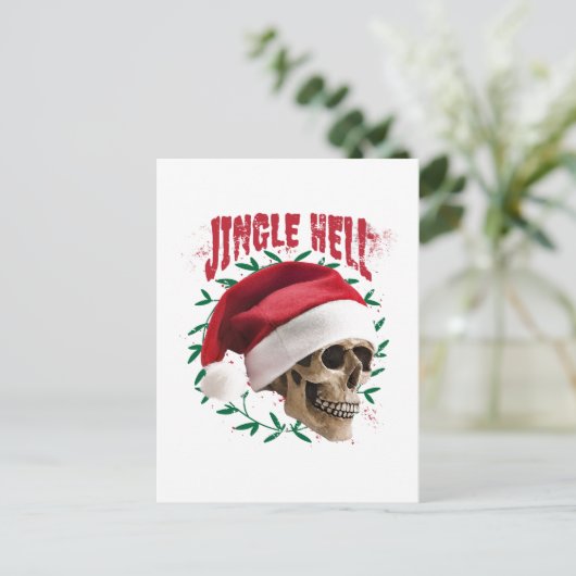 Jingle Hell Skull Briefkaart (Staand voorkant)