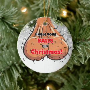 Jingle je Balls Sacks Naughty vriendje Gifts Keramisch Ornament