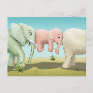 Jingle Jingle Little Gnome Elephants Postcard Briefkaart