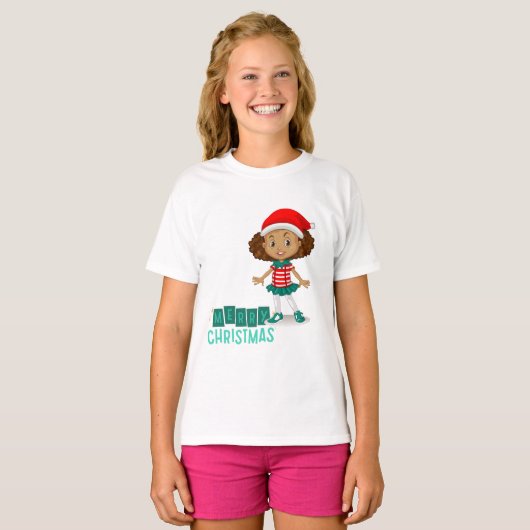 Jingle Joy : Ensemble T-Shirt de Noël pour filles (Devant entier)