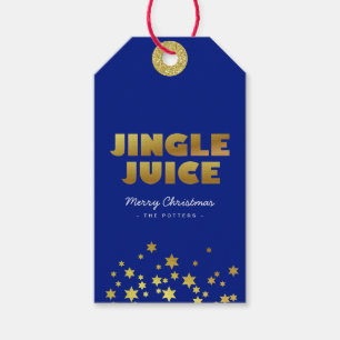 Jingle Juice   Fun Christmas Blue & Gold Cadeaulabel