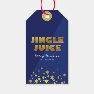 Jingle Juice Fun Christmas Blue & Gold Cadeaulabel