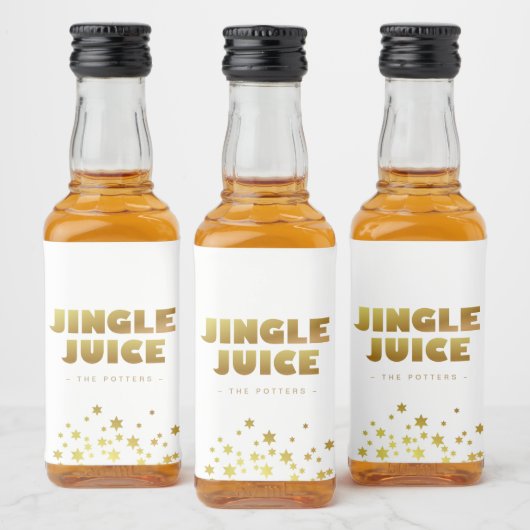 Jingle Juice | Fun Christmas White & Gold Mini Likeurfles Etiket (Flessen)