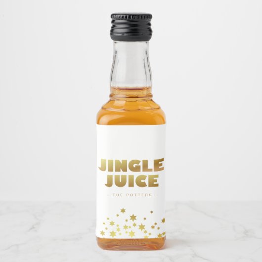 Jingle Juice | Fun Christmas White & Gold Mini Likeurfles Etiket (Voorkant)