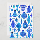 Jingle & Mingle Blue Christmas Baubles Waterverf Kaart (Achterkant)