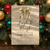 Jingle & Mingle Christmas Party Gold Sparkle Bow Kaart