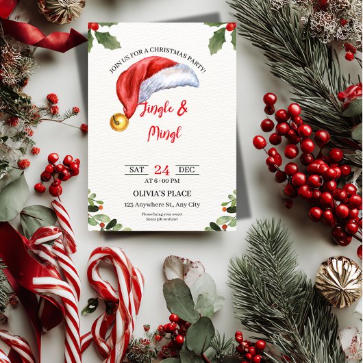 Jingle & Mingle Christmas Party Invitation  Kaart