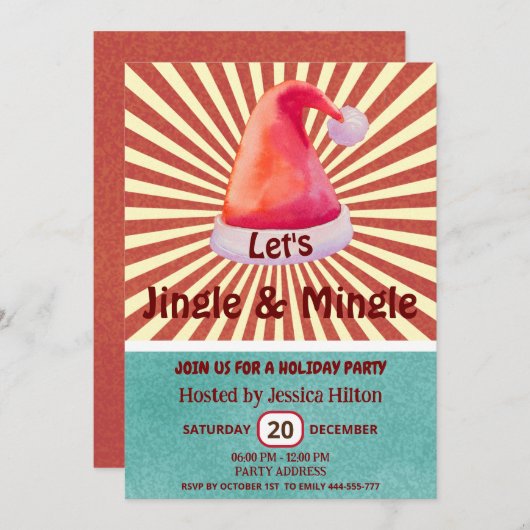 Jingle & Mingle Cool leuke retro kerstmuts Kaart (Voorkant / Achterkant)