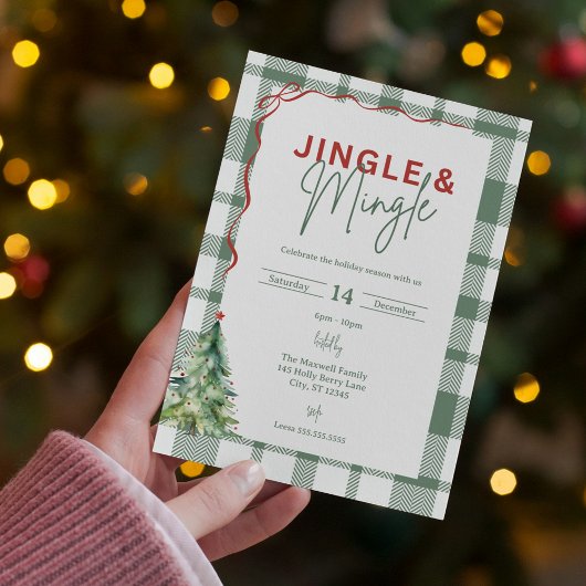 Jingle & Mingle eenvoudige kerstfeest uitnodiging