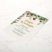 Jingle Mingle Green Kerstfeest Folie Uitnodiging (Gedraaid)