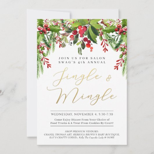 Jingle & Mingle In Fresh Garland Event Invitation (Devant)