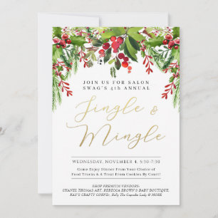 Jingle & Mingle In Fresh Garland Event Invitation