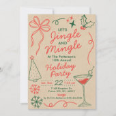 Jingle & Mingle | Kerstfeestcocktailparty Kaart (Voorkant)