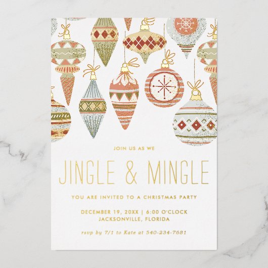 Jingle & Mingle-kerstfeestdag Folie Uitnodiging (Voorkant)