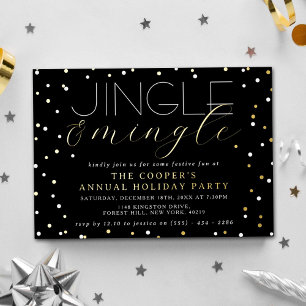 Jingle & Mingle Kerstmis Feest Echt Folie Uitnodiging
