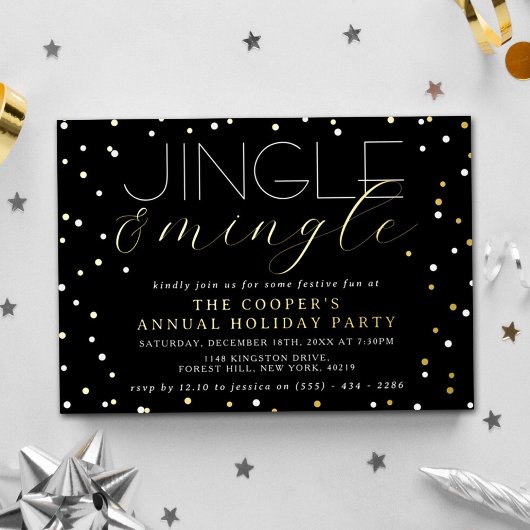 Jingle & Mingle Kerstmis Feest Echt Folie Uitnodiging