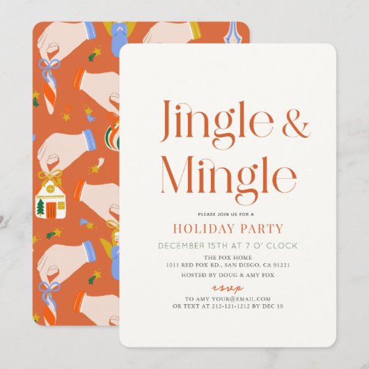 Jingle & Mingle minimaal kerstfeestje Kaart (Voorkant / Achterkant)