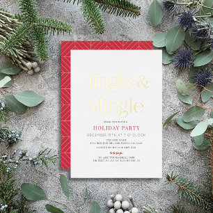 Jingle & Mingle Minimale Kerstvakantie Feest Folie Uitnodiging