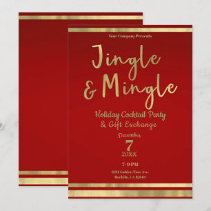 Jingle & Mingle Red Gold Bedrijfs Kerstfeest Kaart