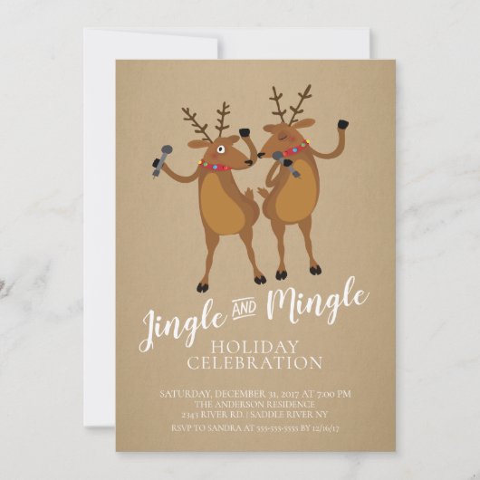 Jingle & Mingle Reindeer Invitation Fête de Vacanc (Devant)