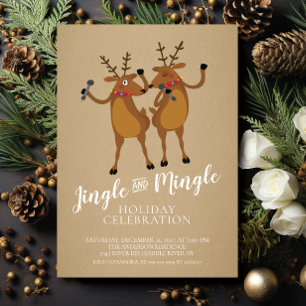 Jingle & Mingle Reindeer Invitation Fête de Vacanc