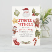 Jingle & Mingle Schattige kerstfeestje Kaart (Staand voorkant)