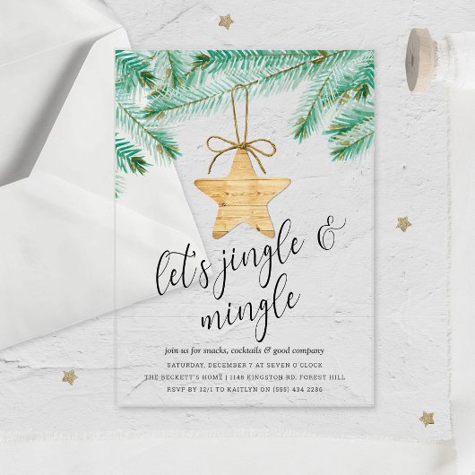 Jingle & Mingle Waterverf Pine Tree Holiday Party Acryl Uitnodigingen