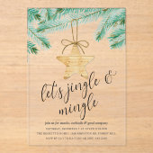 Jingle & Mingle Waterverf Pine Tree Holiday Party Acryl Uitnodigingen (Voorkant)