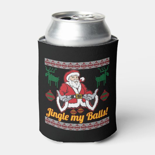 Jingle My Balls Santa Claus Ugly KerstSweater Blikjeskoeler (Blikje Voorkant)